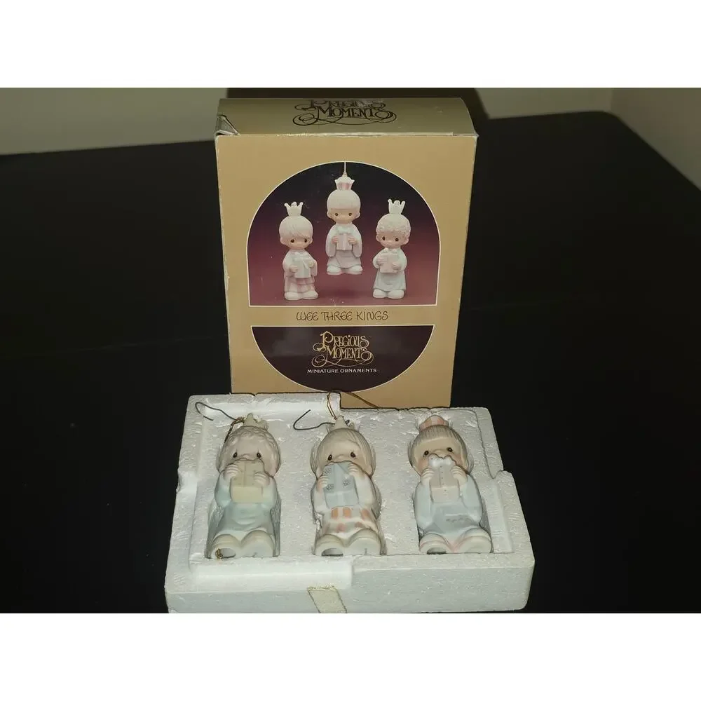 Enesco Precious Moments Wee Three Kings Mini Ornaments Set 1980 E5634‎ Boxed